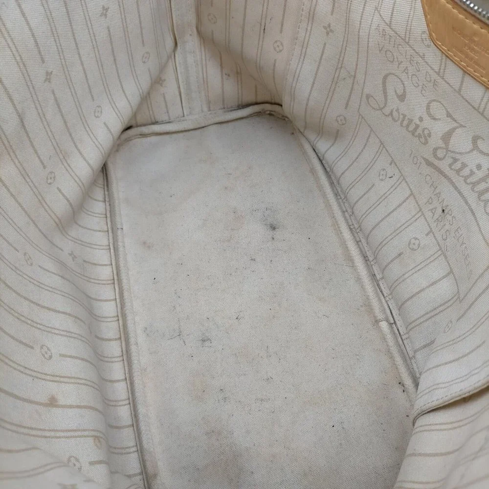 Louis Vuitton Neverfull Mm White Damier Azur Tote